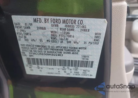 2009 Ford Escape Hybrid Limited from USA, damaged, VIN 1FMCU59309KB22463